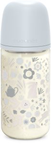 Suavinex Wonderland SX Pro Physiological Anti-Colic Glass cumisüveg üvegből M Medium Flow 3 m+ Liberty Blue 240 ml