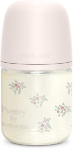 Suavinex Poetry SX Pro Physiological S glass baby bottle 0 m+ Slow Flow - Pink 120 ml