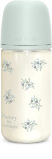 Suavinex Poetry SX Pro Physiological Glass M klaasist lutipudel 3 m+ Medium Flow - Blue 240 ml