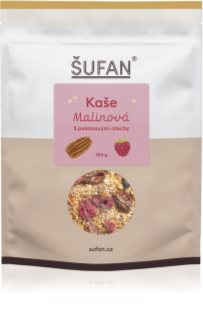 Šufan Haferbrei mit Himbeeren und Pekannüssen glutenfreier Brei mit Himbeeren 250 g