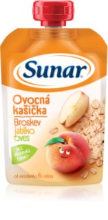 Sunar ovocná kašička jablko, broskyňa, ovos detský príkrm 120 g