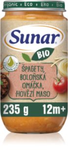 Sunar BIO špagety, bolonská omáčka, hovädzie mäso detský príkrm 235 g