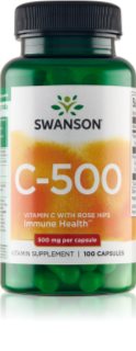 Swanson Witamina C 500mg kapsułki na wsparcie układu odpornościowego 100 caps.