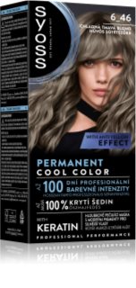 Syoss Permanent Cool Color tartós hajfesték hideg árnyalattal árnyalat 6_46 Cool Dark Blond 1 db