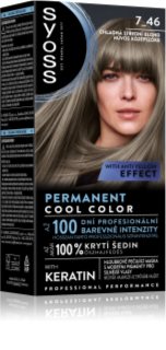 Syoss Permanent Cool Color tartós hajfesték hideg árnyalattal árnyalat 7_46 Cool Medium Blond 1 db