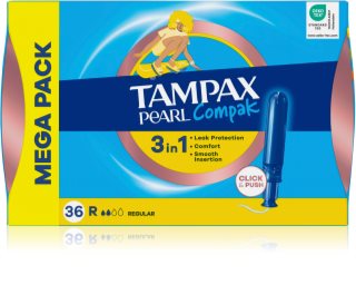 Tampax Pearl Compak Regular ταμπόν με εφαρμοστή 36 τμχ