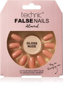 Technic Cosmetics False Nails Almond накладні нігті Gloss Nude 24 кс