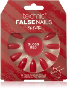 Technic Cosmetics False Nails Stiletto накладні нігті Gloss Red 24 кс