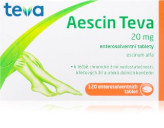 TEVA PHARMA Aescin-Teva 20 mg enterosolventní tablety k léčbě otoků, zánětů a žilních onemocnění dolních končetin 120 tbl