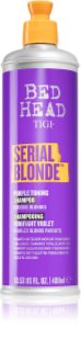 TIGI Serial Blonde Purple Toning Shampoo lila tonizáló sampon a szőke és melírozott hajra 400 ml