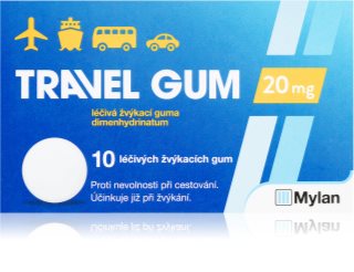 Travel-Gum Travel-Gum 20mg žvýkací guma tlumí pocity na zvracení a nevolnost 10 ks