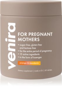 Venira Vitamíny pro těhotné ženy, 1-3 trimestr komplex vitamínů pro těhotné ženy příchuť Orange/Mandarine 60 ks