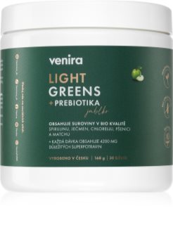 Venira Light Greens + prebiotika prášok na prípravu nápoja na detoxikáciu príchuť Green Apple 168 g