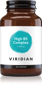 Viridian Nutrition High B5 Complex + Vit C kapsle pro podporu imunity, snížení míry únavy a vyčerpání 30 cps