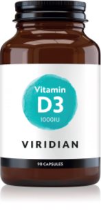 Viridian Nutrition Vitamin D3 1000IU kapsle pro normální činnost nervové soustavy a normální stav zubů 90 cps