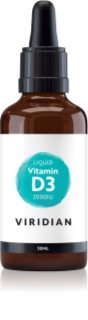 Viridian Nutrition Liquid Vitamin D3 2000IU kapky pro podporu činnosti nervové soustavy příchuť Orange 50 ml