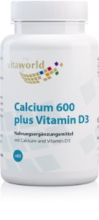 Vita World Calcium 600 + Vitamin D3 Tabletten für eine normale Funktion des Immunsystems, gesunde Knochen und Zähne und gute Muskelaktivität 60 TABL