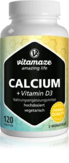 Vitamaze Calcium + Vitamin D3 capsules pour la bonne santé du système immunitaire, des muscles et des os 120 cps