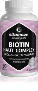 Vitamaze Biotin Skin Complex + Collagen + Hyaluronic Acid capsules pour maintenir la peau et les cheveux en bonne santé 90 cps