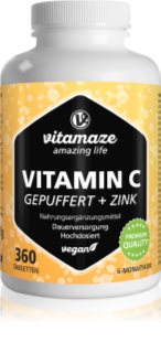 Vitamaze Vitamin C gepuffert + Zink Tabletten zur Unterstützung des Immunsystems 360 TABL