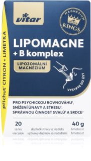 Vitar Magnesium Kings Lipomagne + B komplex hořčík pro podporu činnosti nervové soustavy příchuť Lemon-Lime 20 ks