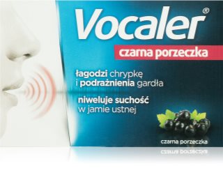 Vocaler Czarna porzeczka pastylki na ból gardła, suchy kaszel i chrypkę smak Black currant 12 szt.