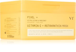 VT Cosmetics Vitamin C Astaxanthin Mask kirkastava ja kosteuttava naamio ihon sävyn tasoittamiseen iso pakkaus 30 kpl
