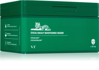 VT Cosmetics VT Cosmetic Cica Daily Soothing Mask intenzíven hidratáló maszk nyugtató hatással nagy csomagolás 30 db