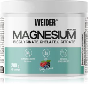 Weider Magnesium Bisglycinate & Citrate poudre pour favoriser le métabolisme énergétique saveur Berries 200 g