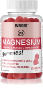 Weider Magnesium Gummies Gelatine-Tabletten trägt zur normalen Funktion des Nervensystems bei Geschmack Raspberry 196 g
