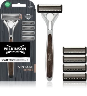 Wilkinson Sword Quattro Essential 4 Titanium Vintage Rasierer + Ersatzklingen 5 pc