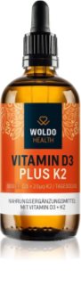 WoldoHealth® Vitamin D3 + K2 kapky pro normální funkci imunitního systému, stav kostí, zubů a činnost svalů 50 ml