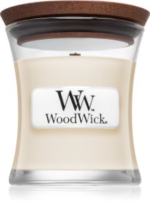 Woodwick White Tea & Jasmine scented candle with wooden wick