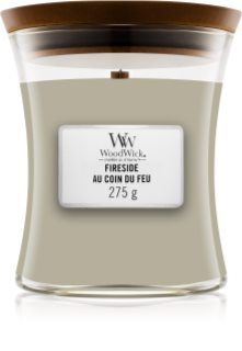 Woodwick Fireside Au Coin Du Feu scented candle with wooden wick