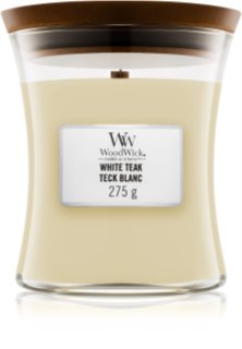 Woodwick White Teak świeczka zapachowa z drewnianym knotem 275 g