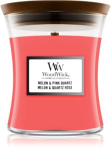 Woodwick Melon & Pink Quarz vela perfumada com pavio de madeira