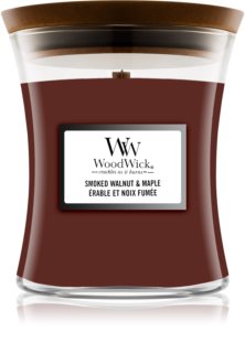 Woodwick Smoked Walnut & Maple vela perfumada com pavio de madeira
