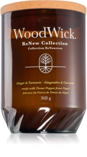 Woodwick Ginger & Turmeric scented candle with wooden wick