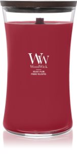 Woodwick Velvet Plum bougie parfumée avec mèche en bois