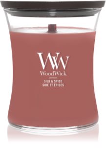 Woodwick Silk & Spice scented candle with wooden wick 275 g