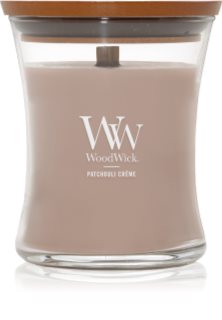Woodwick Opulent Wood Patchouli Creme kvapioji žvakė medinė dagtis