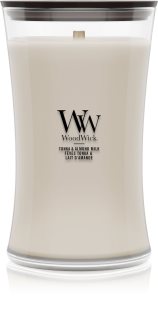 Woodwick Tonka & Almond Milk Duftkerze mit Holzdocht