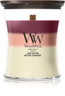 Woodwick Trilogy Lush Nectar bougie parfumée avec mèche en bois