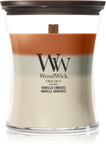 Woodwick Trilogy Vanilla Embers αρωματικό κερί με ξύλινο φιτίλι