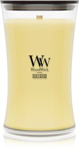 Woodwick Yuzu & Vetiver αρωματικό κερί με ξύλινο φιτίλι
