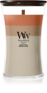 Woodwick Trilogy Hearth Spice vonná svíčka s dřevěným knotem