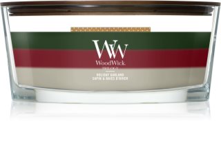 Woodwick Trilogy Holiday Garland mirisna svijeća s drvenim fitiljem 453.6 g