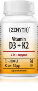 Zenyth Vitamin D3+K2 capsule pentru imunitate, sănătatea sistemului osos și activitate musculară 30 caps.