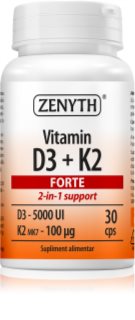 Zenyth Vitamin D3+K2 Forte capsule pentru imunitate, sănătatea sistemului osos și activitate musculară 30 caps.