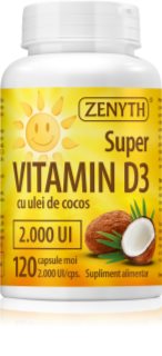 Zenyth Super Vitamin D3 2000 UI capsule pentru imunitate, sănătatea sistemului osos și activitate musculară 120 caps.